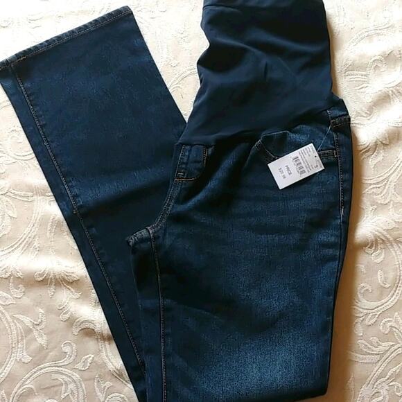 Indigo Blue Maternity Jeans Regular Straight Leg Dark Wash Small - Picture 3 of 6